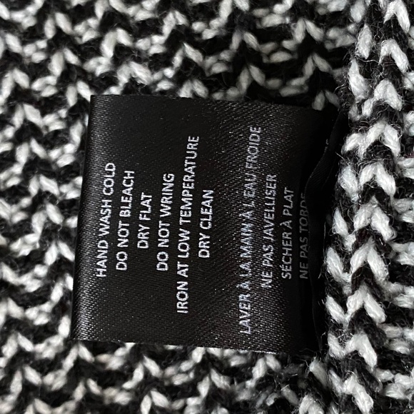 Charlie Paige Funnel Neck Open Front Knit Cardigan Jacket Black White Size S/M - Picture 7 of 10